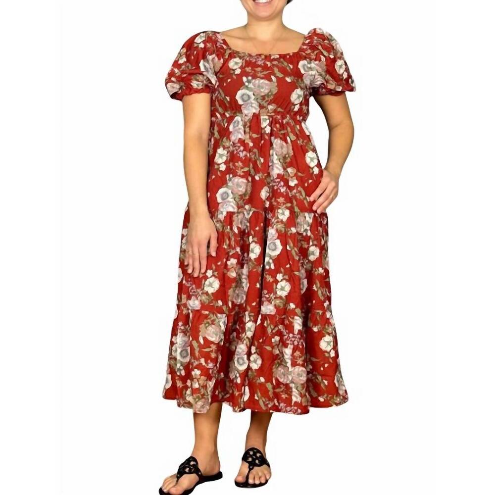 NEW SOUTHERN GRACE feeling rustic midi dress in rust
